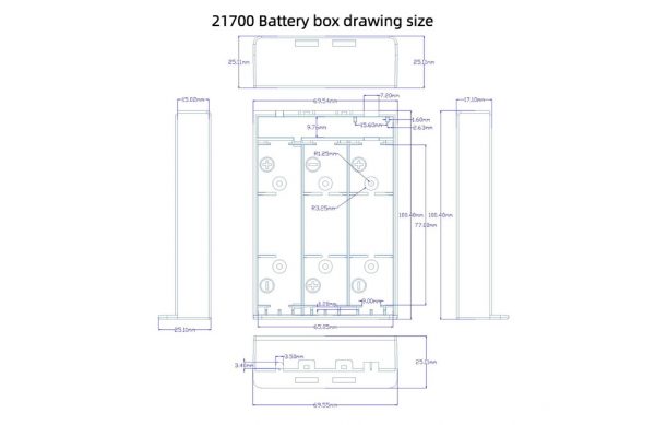 21700 Battery Holder drawing SIZE