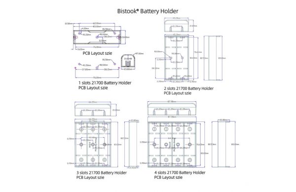 21700 battery holder PCB layout size