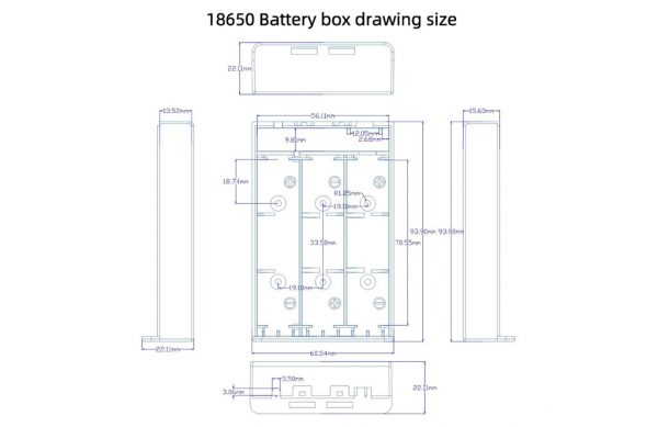 18650 Battery Holder drawing Size