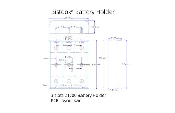 21700 battery holder PCB layout size