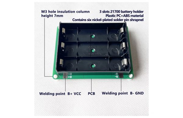 2Pcs 3 Slots with PCB 21700 Battery Holder detail