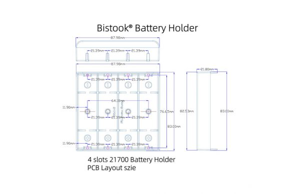 21700 battery holder PCB layout size