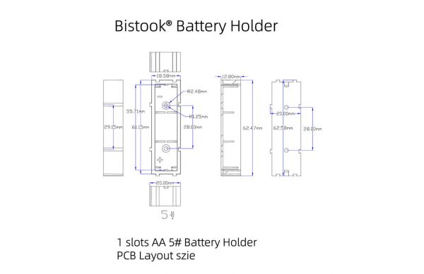 1 Slots 1 x 1.5V AA Battery Case PCB Layout